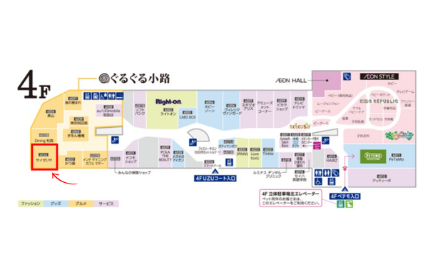 イオンモール徳島サイゼリヤの場所